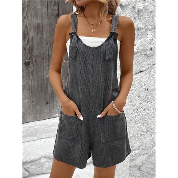 Variété Boutique Pants - Summer Casual Loose Jumpsuit With Adjustable Shoulder Strap And Double Pockets
